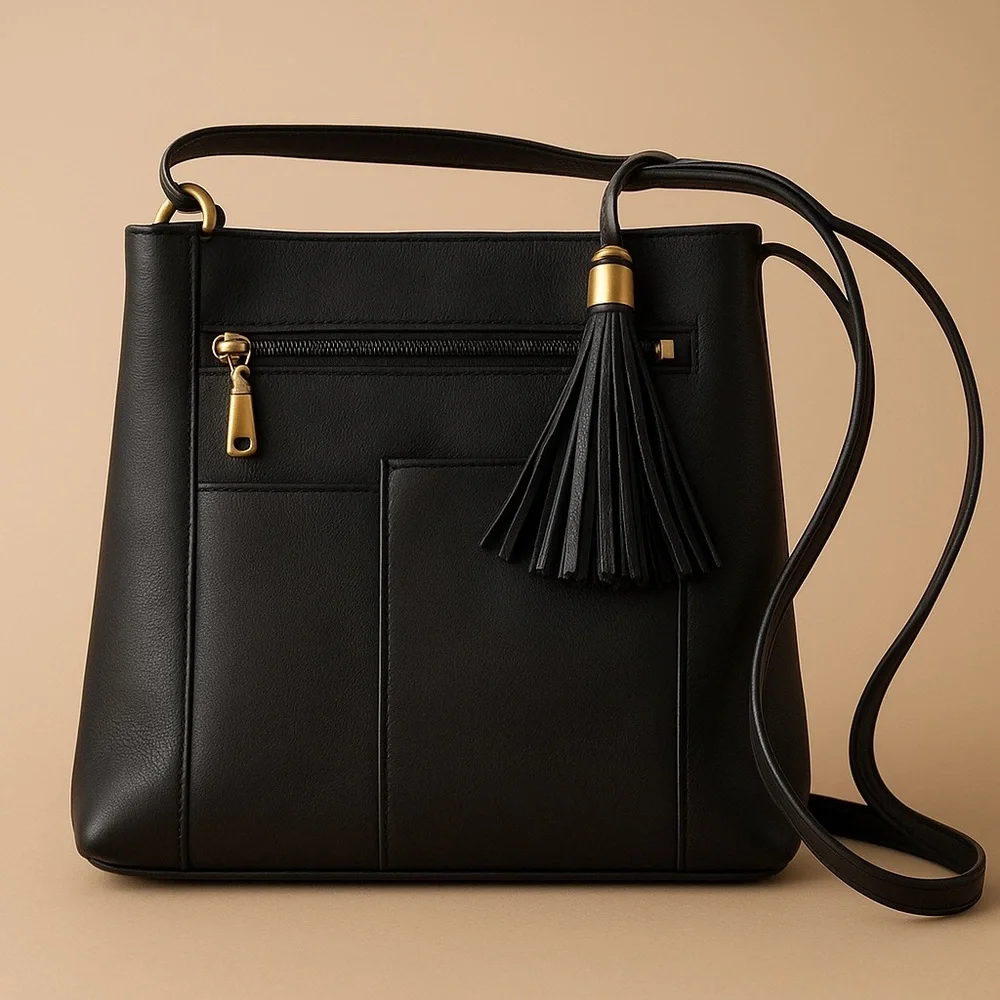 TIGNANELLO HOBO SHOULDER HANDBAG BLACK LEATHER
